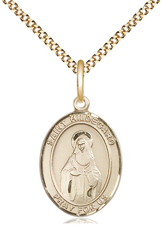 14kt Gold Filled Saint Hildegard von Bingen Pendant on a 18 inch Gold Plate Light Curb chain