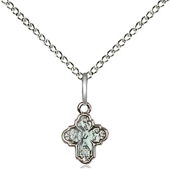 Sterling Silver 4-Way Pendant on a 18 inch Sterling Silver Light Curb chain