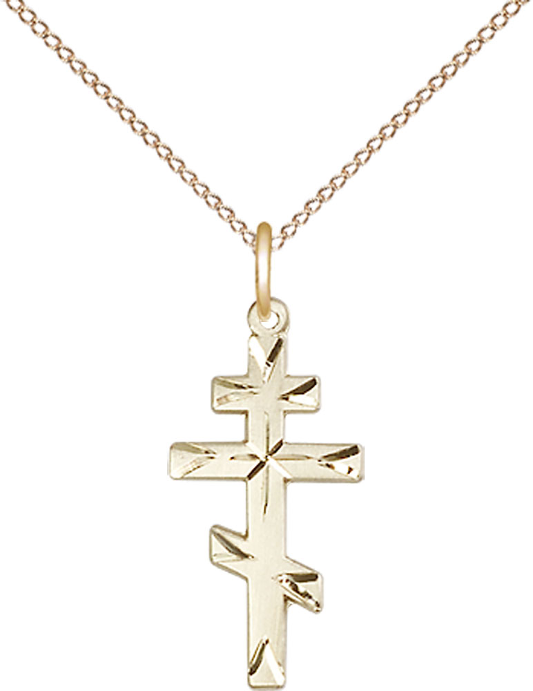 14kt Gold Filled Saint Andrew Cross Pendant on a 18 inch Gold Filled Light Curb chain