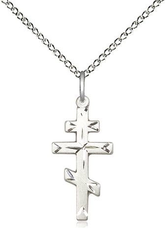 Sterling Silver Saint Andrew Cross Pendant on a 18 inch Sterling Silver Light Curb chain