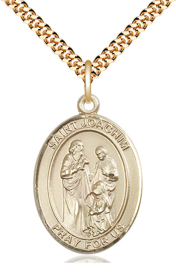 14kt Gold Filled Saint Joachim Pendant on a 24 inch Gold Plate Heavy Curb chain