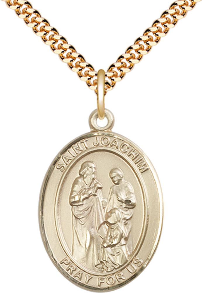 14kt Gold Filled Saint Joachim Pendant on a 24 inch Gold Plate Heavy Curb chain