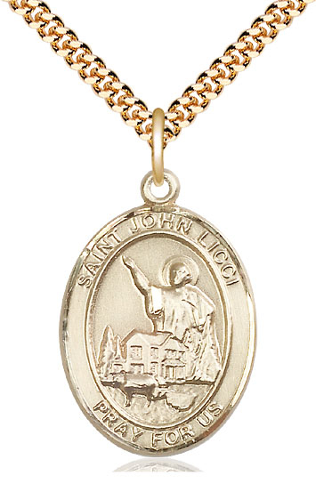 14kt Gold Filled Saint John Licci Pendant on a 24 inch Gold Plate Heavy Curb chain