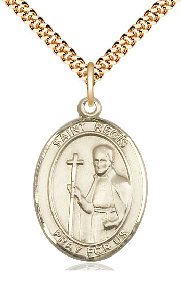 14kt Gold Filled Saint Regis Pendant on a 24 inch Gold Plate Heavy Curb chain