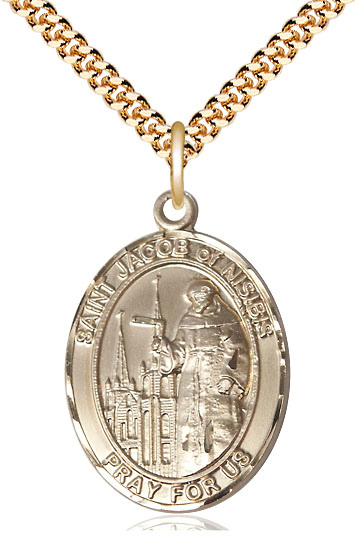 14kt Gold Filled Saint Jacob of Nisibis Pendant on a 24 inch Gold Plate Heavy Curb chain