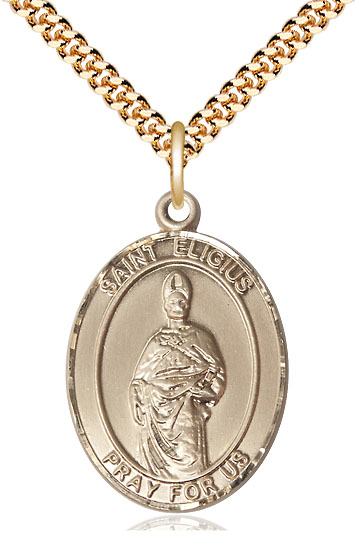 14kt Gold Filled Saint Eligius Pendant on a 24 inch Gold Plate Heavy Curb chain