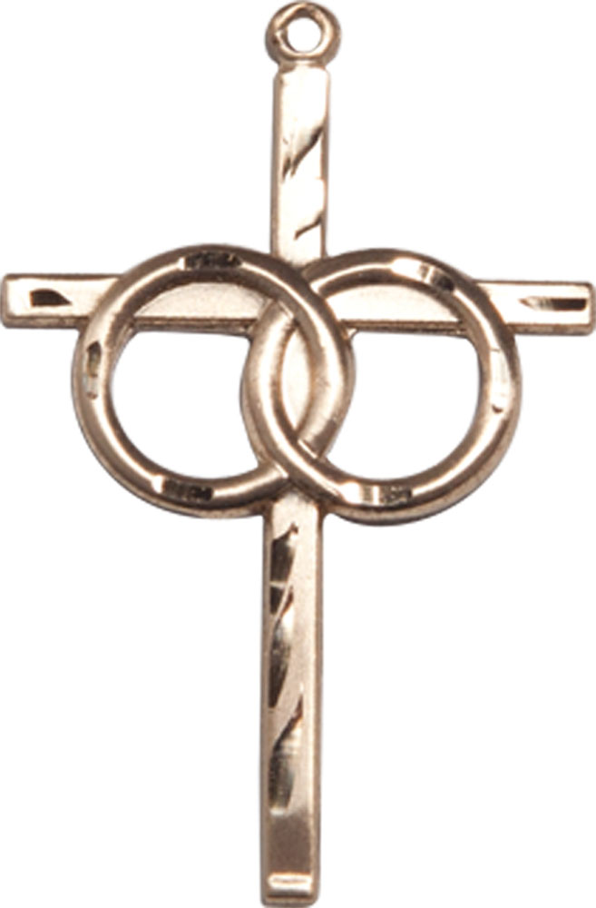 14kt Gold Wedding Rings Cross Medal