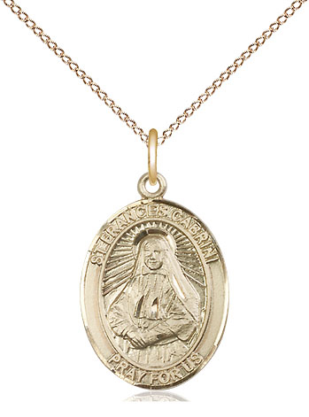 14kt Gold Filled Saint Frances Cabrini Pendant on a 18 inch Gold Filled Light Curb chain