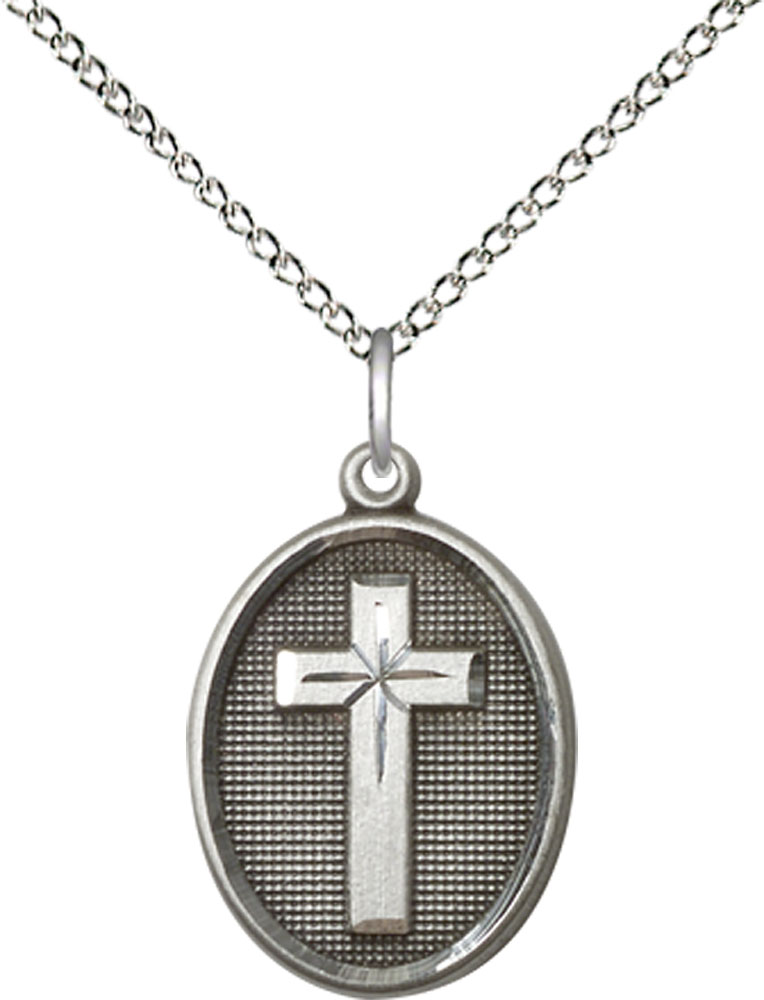 Sterling Silver Cross Pendant on a 18 inch Sterling Silver Light Curb chain