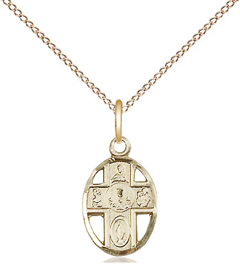 14kt Gold Filled 5-Way / Chalice Pendant on a 18 inch Gold Filled Light Curb chain