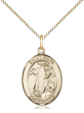 14kt Gold Filled Saint Elmo Pendant on a 18 inch Gold Filled Light Curb chain