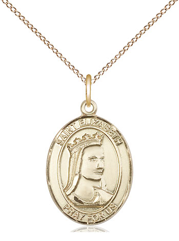 14kt Gold Filled Saint Elizabeth of Hungary Pendant on a 18 inch Gold Filled Light Curb chain