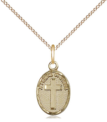 14kt Gold Filled Friend In Jesus Cross Pendant on a 18 inch Gold Filled Light Curb chain