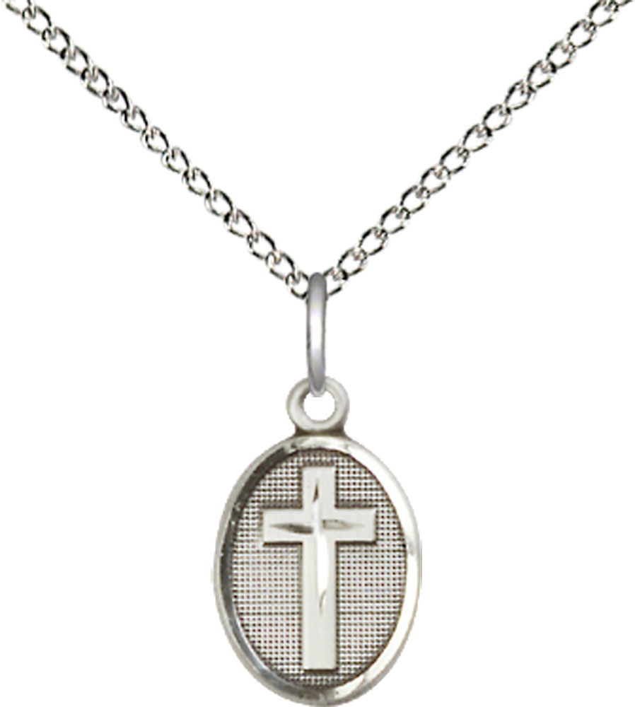 Sterling Silver Cross Pendant on a 18 inch Sterling Silver Light Curb chain