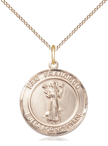 14kt Gold Filled San Francis of Assisi Pendant on a 18 inch Gold Filled Light Curb chain