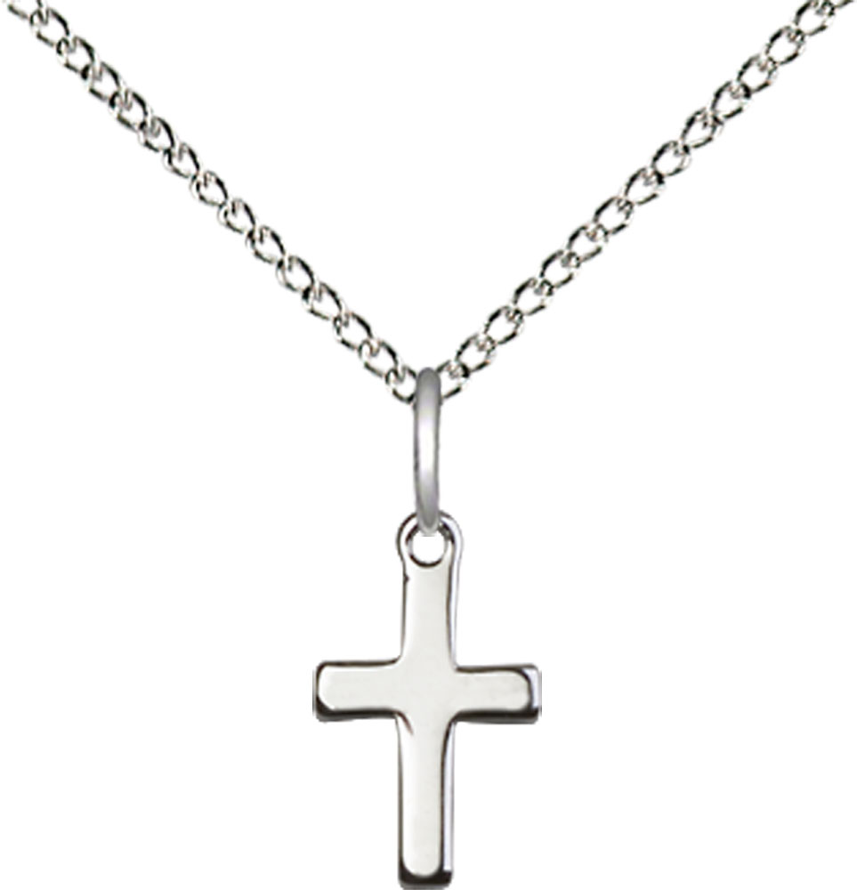 Sterling Silver Cross Pendant on a 18 inch Sterling Silver Light Curb chain