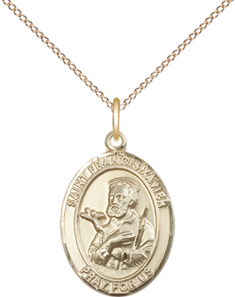 14kt Gold Filled Saint Francis Xavier Pendant on a 18 inch Gold Filled Light Curb chain
