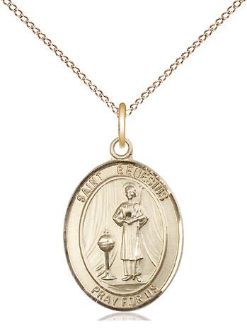 14kt Gold Filled Saint Genesius of Rome Pendant on a 18 inch Gold Filled Light Curb chain