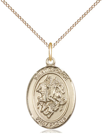 14kt Gold Filled Saint George Pendant on a 18 inch Gold Filled Light Curb chain