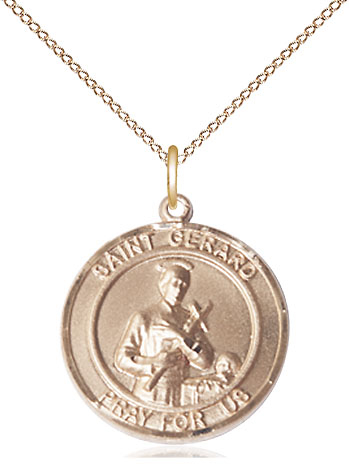 14kt Gold Filled Saint Gerard Pendant on a 18 inch Gold Filled Light Curb chain