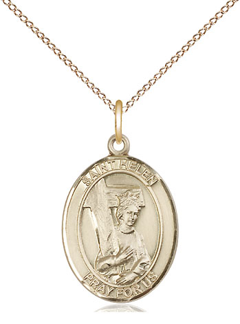 14kt Gold Filled Saint Helen Pendant on a 18 inch Gold Filled Light Curb chain