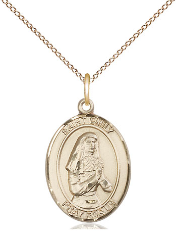 14kt Gold Filled Saint Emily de Vialar Pendant on a 18 inch Gold Filled Light Curb chain
