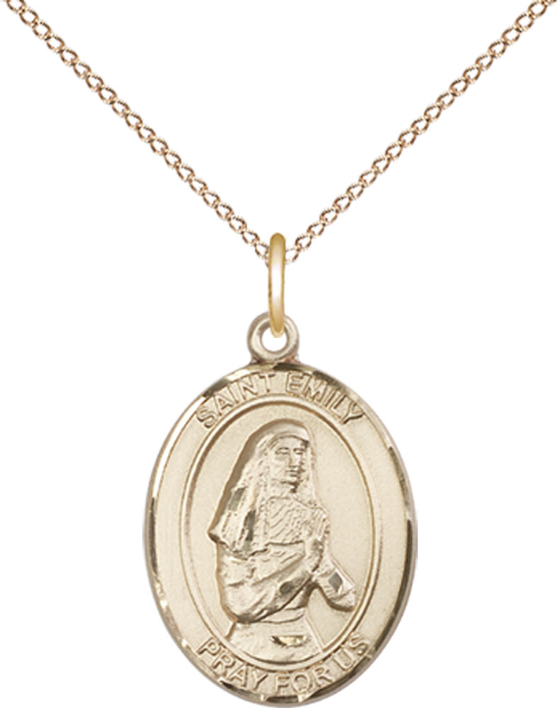 14kt Gold Filled Saint Emily de Vialar Pendant on a 18 inch Gold Filled Light Curb chain