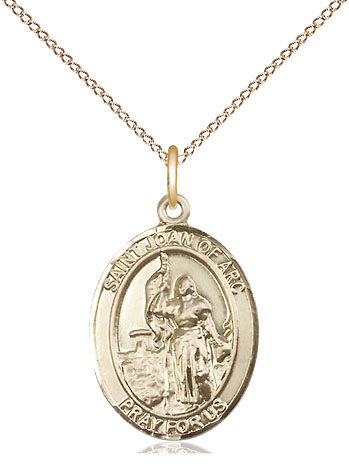 14kt Gold Filled Saint Joan of Arc Pendant on a 18 inch Gold Filled Light Curb chain