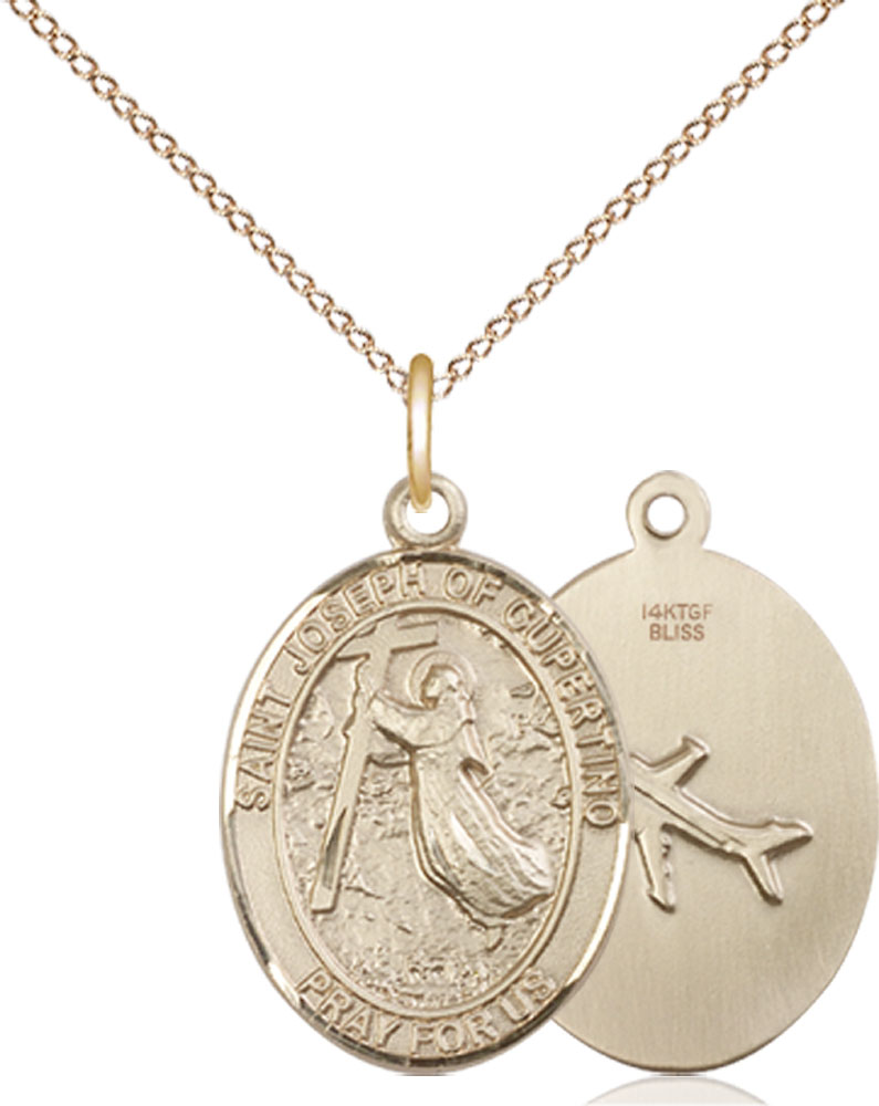 14kt Gold Filled Saint Joseph of Cupertino Pendant on a 18 inch Gold Filled Light Curb chain