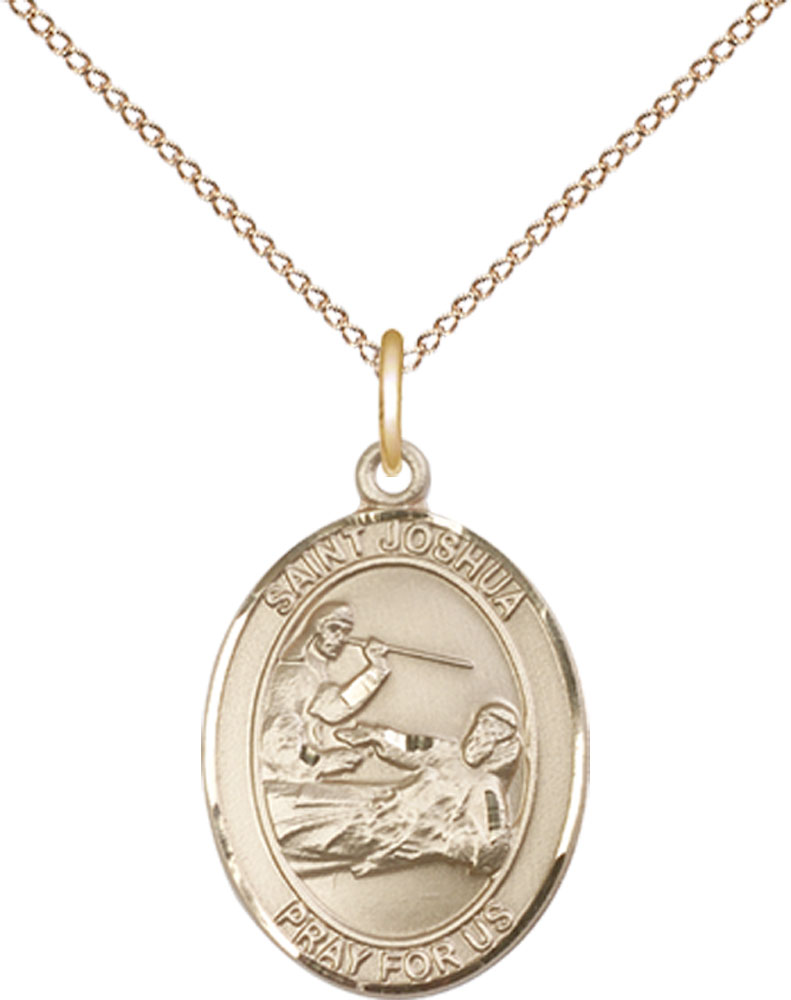 14kt Gold Filled Saint Joshua Pendant on a 18 inch Gold Filled Light Curb chain