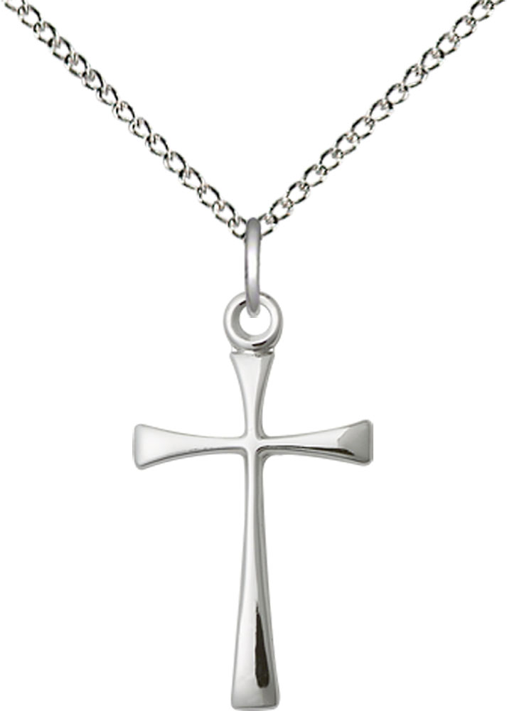 Sterling Silver Maltese Cross Pendant on a 18 inch Sterling Silver Light Curb chain