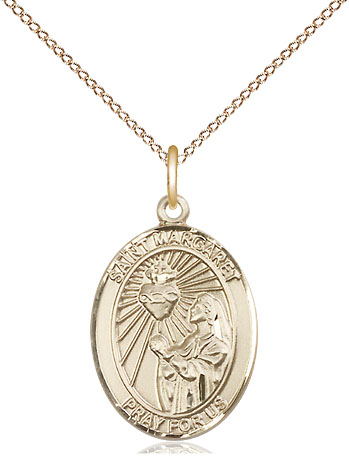 14kt Gold Filled Saint Margaret Mary Alacoque Pendant on a 18 inch Gold Filled Light Curb chain
