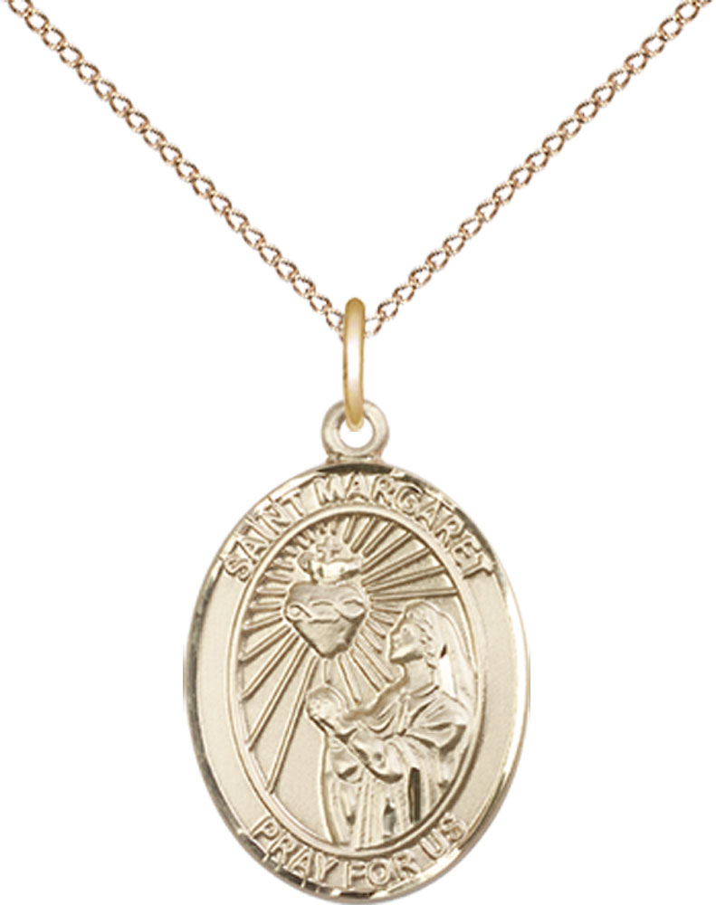 14kt Gold Filled Saint Margaret Mary Alacoque Pendant on a 18 inch Gold Filled Light Curb chain