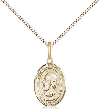 14kt Gold Filled Pope St Eugene I Pendant on a 18 inch Gold Filled Light Curb chain