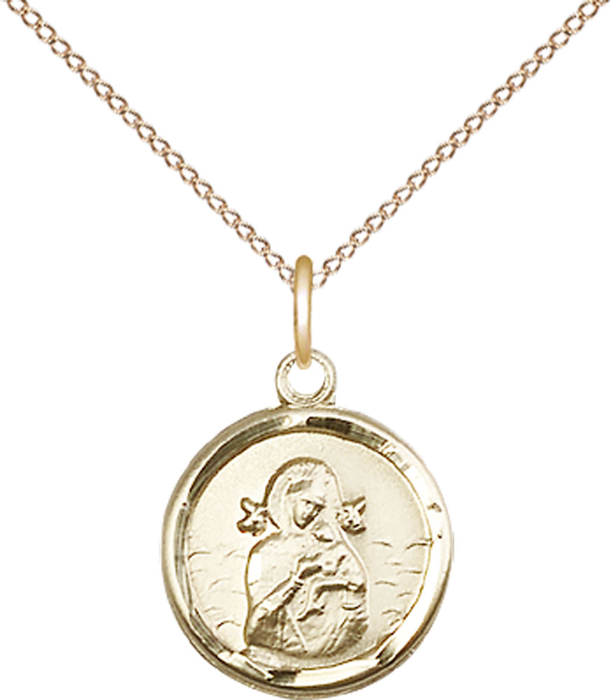 14kt Gold Filled Our Lady of Perpetual Help Pendant on a 18 inch Gold Filled Light Curb chain
