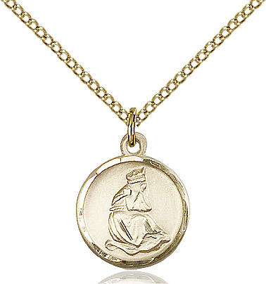 14kt Gold Filled Our Lady of la Salette Pendant on a 18 inch Gold Filled Light Curb chain