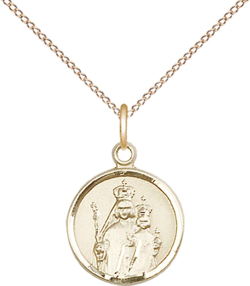 14kt Gold Filled Our Lady of Consolation Pendant on a 18 inch Gold Filled Light Curb chain
