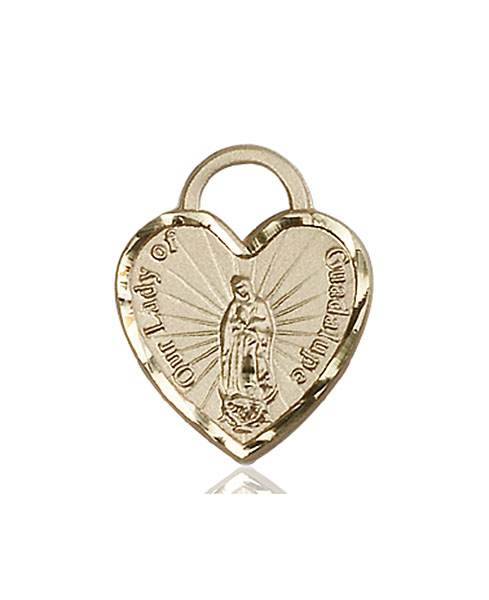 14kt Gold Our Lady of Guadalupe Heart Medal