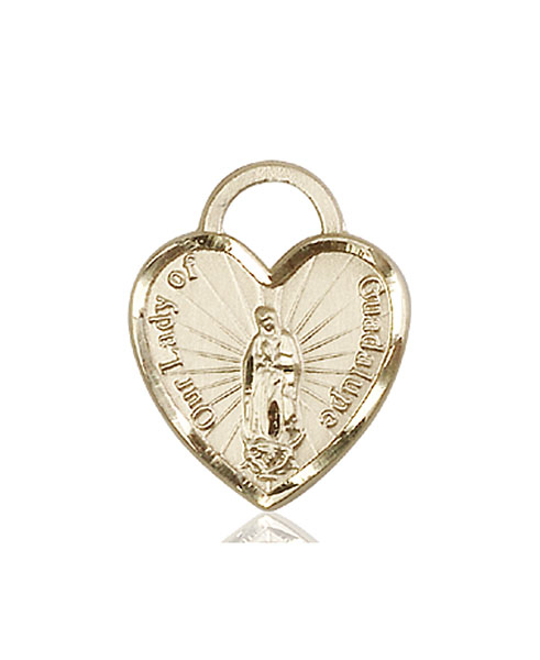 14kt Gold Our Lady of Guadalupe Heart Recuerdo Medal
