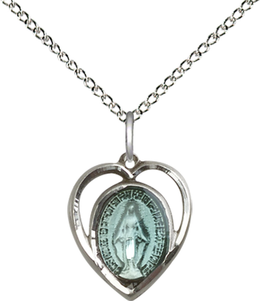 Sterling Silver Miraculous Pendant on a 18 inch Sterling Silver Light Curb chain