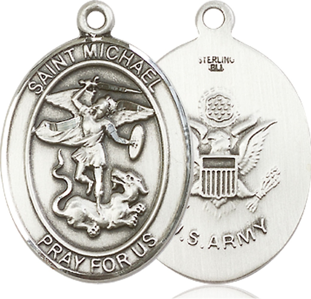 Sterling Silver Saint Michael Army Medal