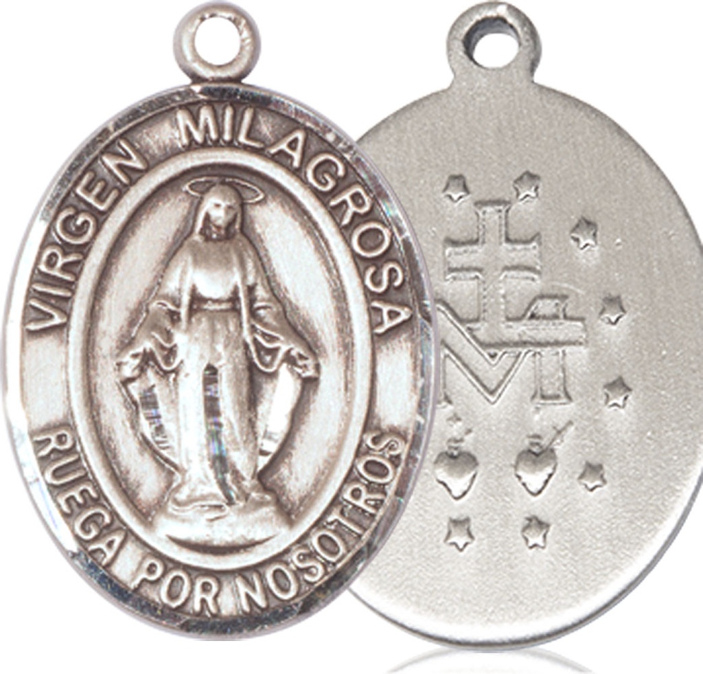 Sterling Silver Virgen Milagrosa Medal
