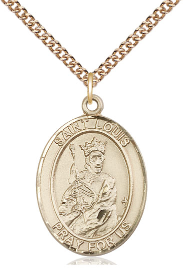 14kt Gold Filled Saint Louis Pendant on a 24 inch Gold Filled Heavy Curb chain