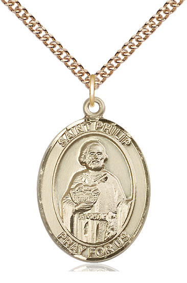 14kt Gold Filled Saint Philip the Apostle Pendant on a 24 inch Gold Filled Heavy Curb chain