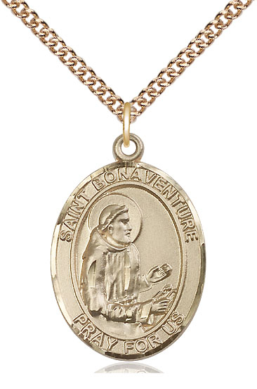 14kt Gold Filled Saint Bonaventure Pendant on a 24 inch Gold Filled Heavy Curb chain