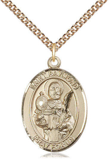 14kt Gold Filled Saint Raymond Nonnatus Pendant on a 24 inch Gold Filled Heavy Curb chain