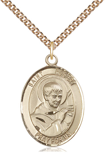 14kt Gold Filled Saint Robert Bellarmine Pendant on a 24 inch Gold Filled Heavy Curb chain