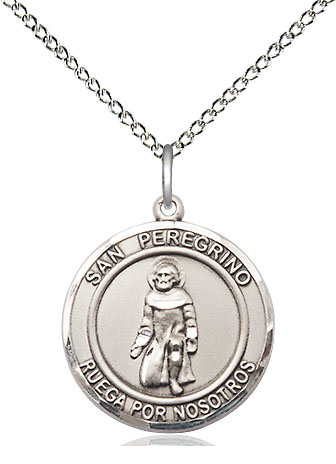 Sterling Silver San Peregrino Pendant on a 18 inch Sterling Silver Light Curb chain