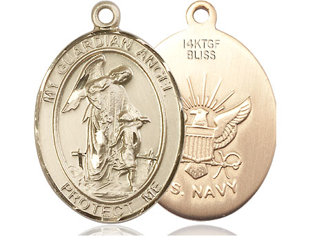 14kt Gold Filled Guardian Angel Navy Medal
