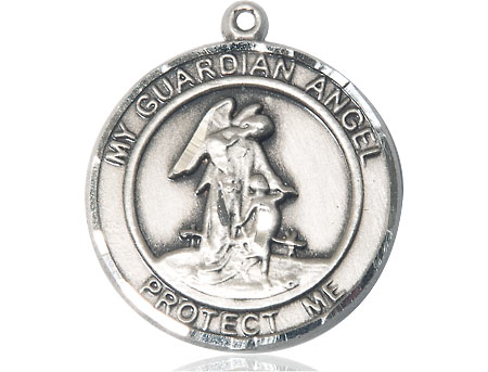 Sterling Silver Guardian Angel Medal